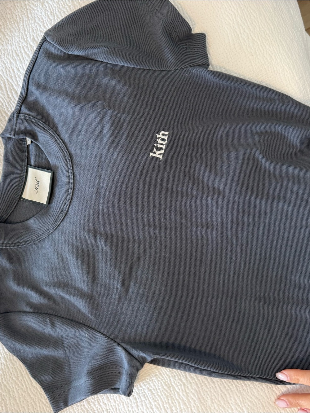 Kith Crewneck T‑Shirt in Charcoal with White Logo